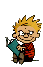 Calvin reading book and raising eyebrow