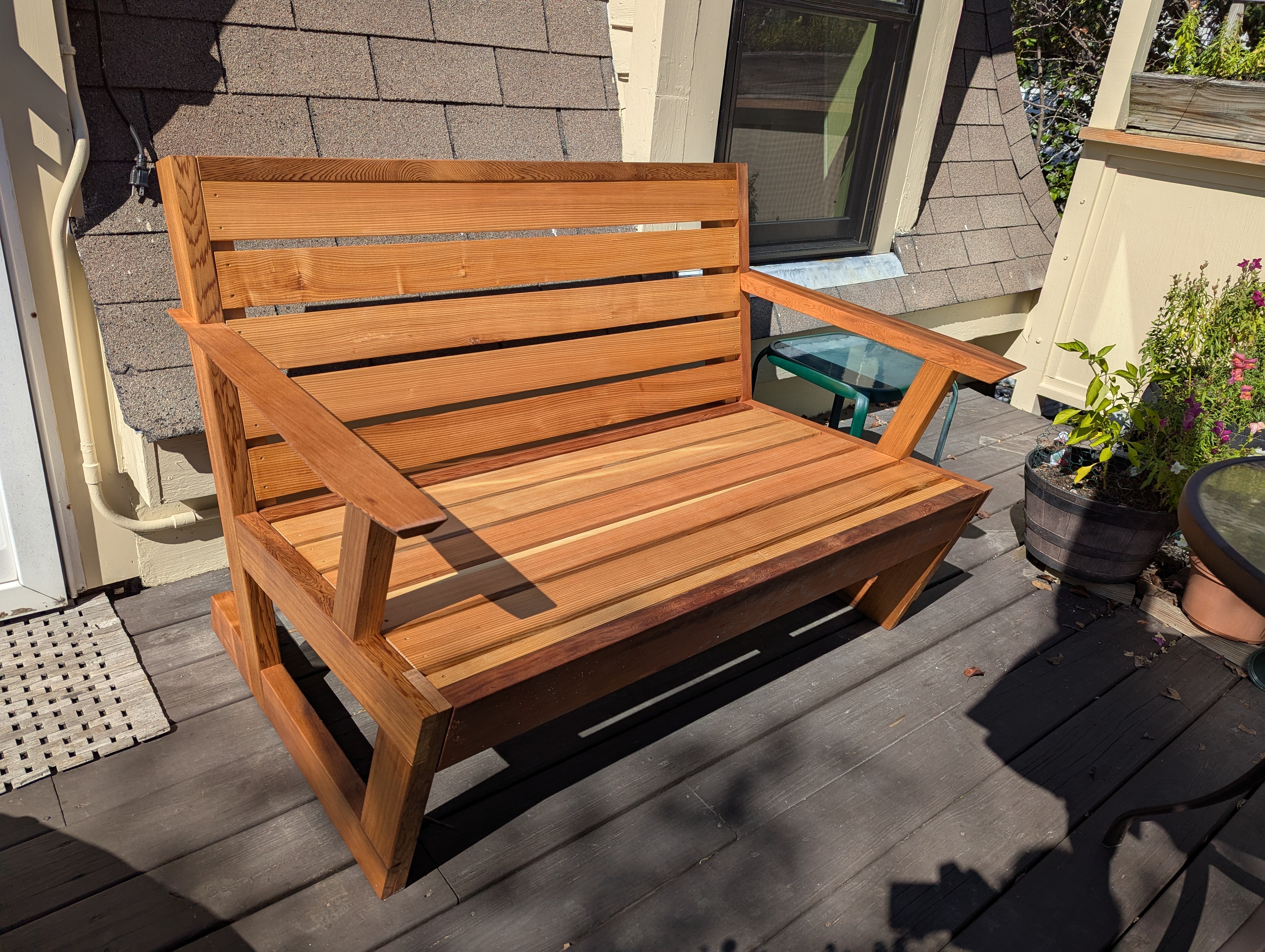 bench with teak oil 