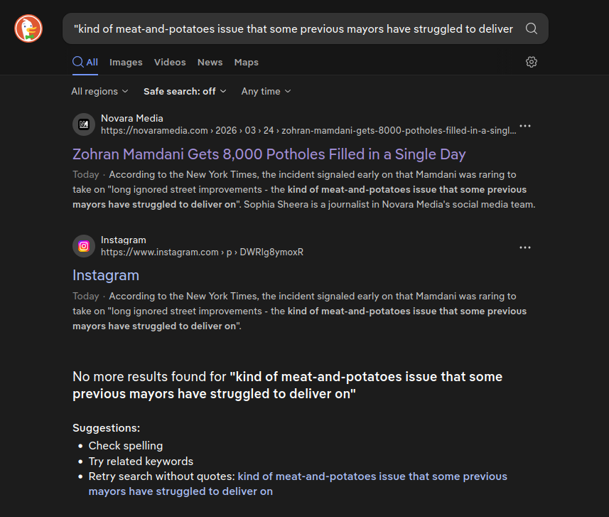 A screenshot of search results